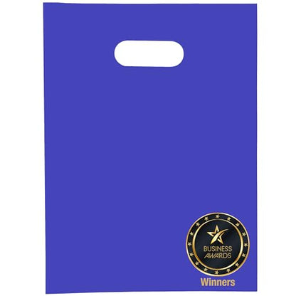 100 Indigo color Plastic Bags With Handles 9x12 Merchandise Bags - color: Indigo