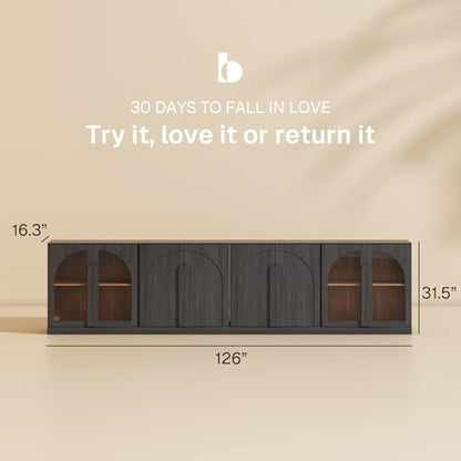 BELLEZE Bijou 4-Piece Modular Sideboard Buffet Cabinet - Ebony - color: Bijou Ebony Aabb
