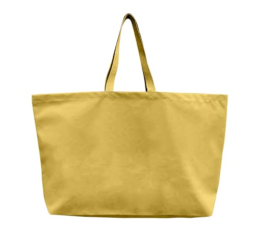 Large Canvas Tote Bag Reusable Extra Big Grocery Bags - color: Light Yellow