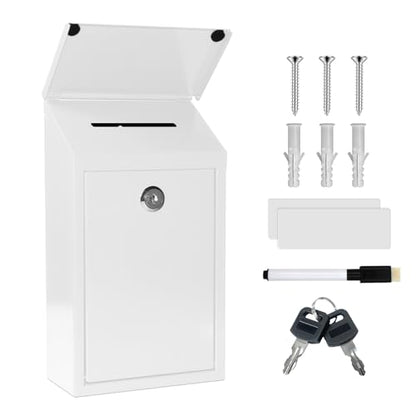 CHONOVO Metal Cash Box 10.2" with 2 Magnetic Whiteboard, White - color: White