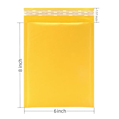 Kraft Bubble Mailers 6x8 Inch 12 Pack (Yellow) - size: 6x8 Inch