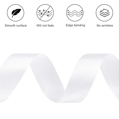 White Satin Ribbon, 1 Inch, 50 Yards - color: white