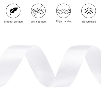 White Satin Ribbon, 1 Inch, 50 Yards - color: white
