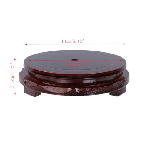 Wooden Display Stand Base 4.72" x 4.72" Wood Carved Craft Pedestal - size: Round, 4.72" x 4.72"