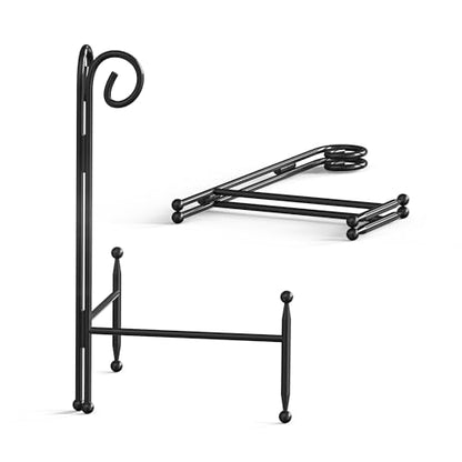 Display Stand for Plate, Foldable Metal Plate Stand for Table, Decorative Easel Holder for Picture Frames, Photos, Wedding Cards, Sign Posters, Cavas, 6-inch Black