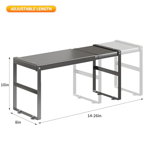 Expandable Kitchen Organizer Shelf, Cabinet Countertop Shelves - color: Black
