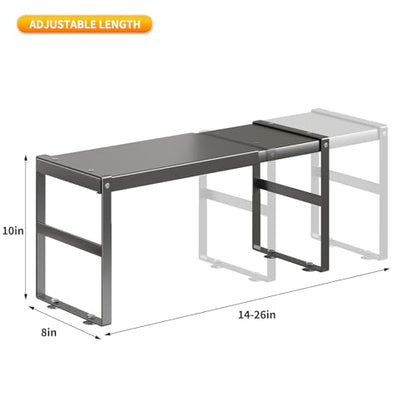 Expandable Kitchen Organizer Shelf, Cabinet Countertop Shelves - color: Black