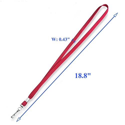 HOSL 100 Pack Badge Lanyards Office Lanyard ID Card Lanyards Business Card Lanyards Students Lanyards Employee Lanyards Round 36" With Swivel Hook (Wide Red) - color: Wide Red