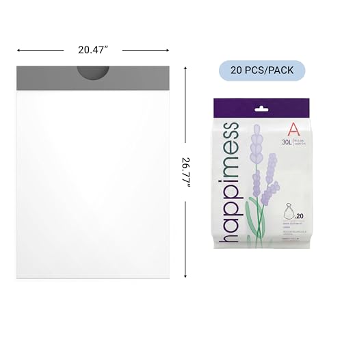 happimess 20-Count Lavender 8 Gal Drawstring Trash Bags, White, Pack of 6 - color: White (Lavender Scented), size: 120 Count (Pack of 1)