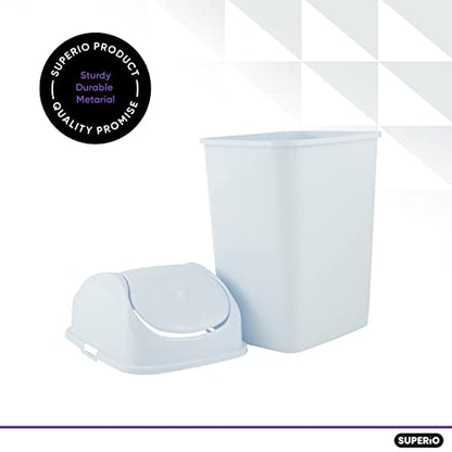 Superio Kitchen Trash Can with Swing Top Lid 9 Gallon Slim Waste Bin 37 Qt Sturdy Plastic Garbage Can Medium Recycling Bin for Office, Bathroom, Under Counter, Dorm, Bedroom (White-2 Pack) - size: 9 Gallon, style: 2 Pack