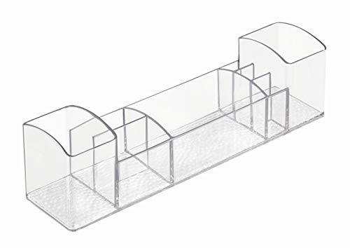 iDesign 43030 Med+ 12" Plastic Divided Vanity Medication and Bathroom Accessory, 12" x 3" x 3.5", Multi-Level Organizer - size: 12-inch, style: Multi-Level Organizer