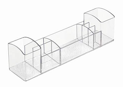 iDesign 43030 Med+ 12" Plastic Divided Vanity Medication and Bathroom Accessory, 12" x 3" x 3.5", Multi-Level Organizer - size: 12-inch, style: Multi-Level Organizer