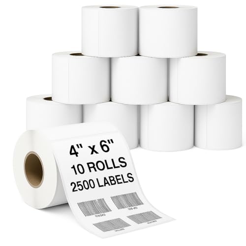 4"x6" Direct Thermal Shipping Labels 10 Rolls, 2500 Labels - size: 10 Rolls - 2500 Labels