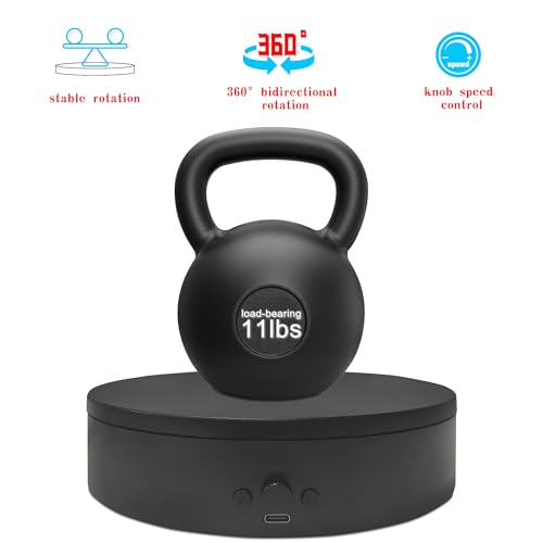 Rotating Display Stand Easy to Switch Direction, Adjustable Speed, Motorized Elctric Turntable Used for Product Display, Jewelry, Shoes Shooting and Display (7.87" black) - color: 7.87‘’ black