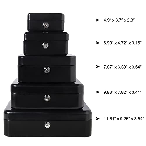Decaller Mini Cash Box with Lock and Slot, Metal Coin Bank Piggy Bank for Adults & Kids, 4.9" x 3.7" x 2.3", Black - color: Black, size: X Small (4.9 Inch)