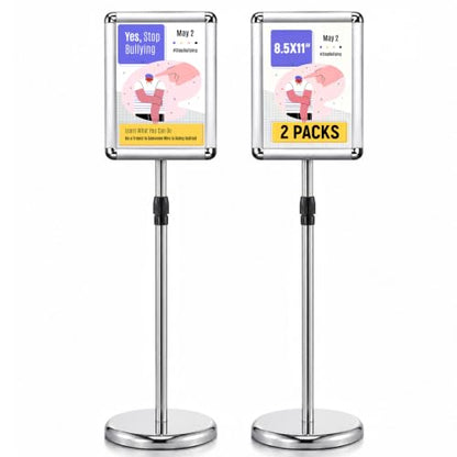 8.5x11 Sign Holder Stand Display 2-Pack Bright Silver - color: Bright Silver, size: 8.5*11 2-Pack