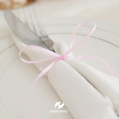 HUIHUANG Pink Thin Double-Sided Satin Ribbon 1/8 inch Continous 100 Yards - color: Light Pink, size: 1/8 inch