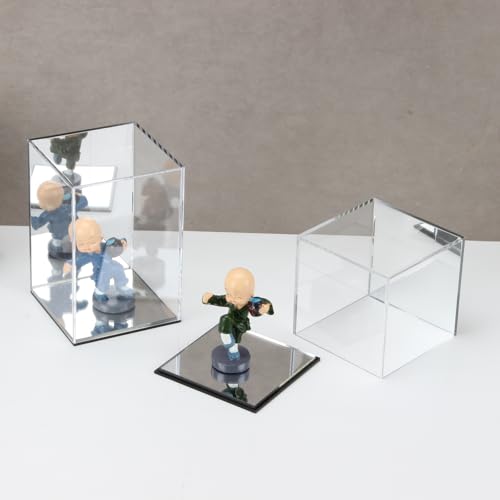 Mirrored Clear Acrylic Box for Collectibles Display, 4x4x4Inch - size: 4x4x4Inch