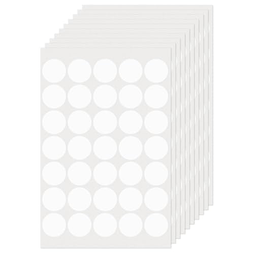 White Round Stickers 1 Inch Removable Vinyl Dot Labels 350 PCS - color: White