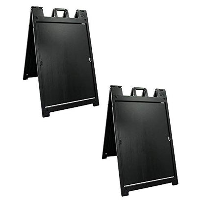 Black 2-Pack of Plasticade Signicade Deluxe A-Frame Sidewalk Curb Sign Portable Folding Double-Sided Display with Quick-Change System - size: 24 x 36 inches (Pack of 2)