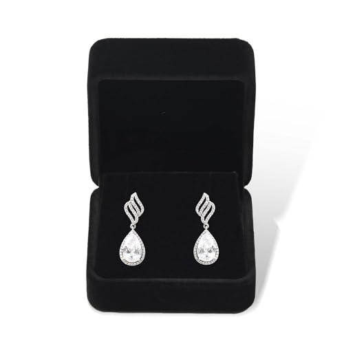 Black Velvet Hinged Earring Gift Box - color: Black
