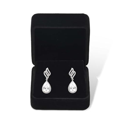 Black Velvet Hinged Earring Gift Box - color: Black