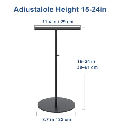 1 Pack Black Stainless Steel T Bar Purse Display Stand, Adjustable 15 to 24 Inch Height Tabletop Handbag Holder, Countertop Hanging Rack for Necklace Scarf Lanyard Jewelry Closet Boutique