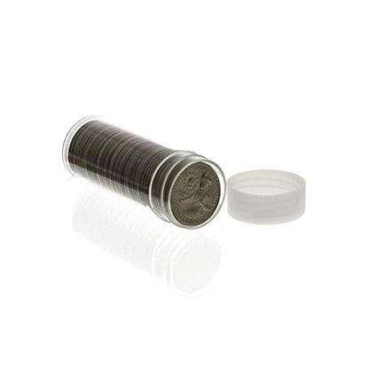 (10) Round Clear Plastic (Quarter) Size Coin Storage Tube Holders with Screw on Lid