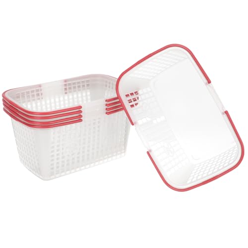 Cabilock Fruit Basket 5-Pack Plastic Picking Baskets with Handle 8.85 X 6.69 X 4.33 in Portable Handheld Vegetable Storage Baskets for Strawberry Blueberry Shopping Garden Use