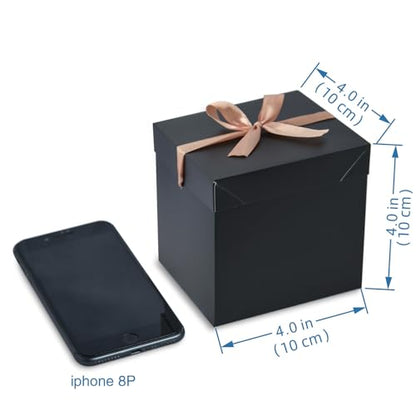 Gift Box with Lid & Ribbon for present, 12pcs, Black, 4"×4"×4" - color: Black, size: 4 x 4 x 4 Inch