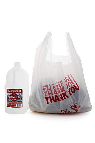 X-Large Thank you (400 Count) Plastic Embossed T-Shirt Bags with Handles, 15" X 7" X 26", Bulk, 18 mic (0.71 mil), Thank you T-Shirt Bag, Grocery Bags, Plastic Bags, Heavy Duty