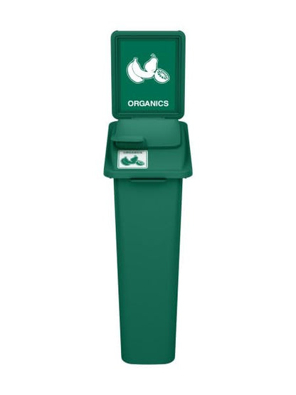 Waste Wise 23 Gallon Recycled HDPE Waste and Recycling Bin for Commercial Spaces - (Green w/Sign & Lid, Organics) - color: Green Organics