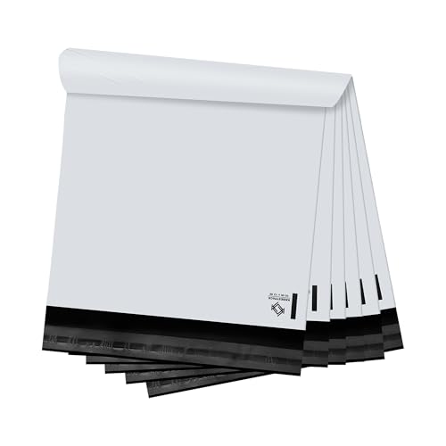 KKBESTPACK Poly Mailers Adhesive Sealing Shipping Envelopes, Mailing Bags for clothing, books and accessories, Waterproof., White (PM100) Large, 10" x 13" - size: 10" x 13" 100pcs