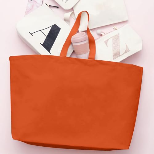 Large Canvas Tote Bag Reusable Extra Big Grocery Bags - color: Orange