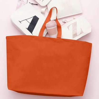 Large Canvas Tote Bag Reusable Extra Big Grocery Bags - color: Orange