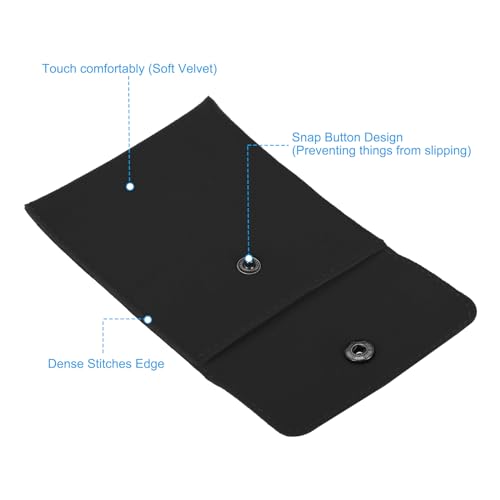 PATIKIL 12 Pack Jewelry Pouches with Snap Button Velvet Jewelry Pouches - color: Black, size: 10x8.5cm