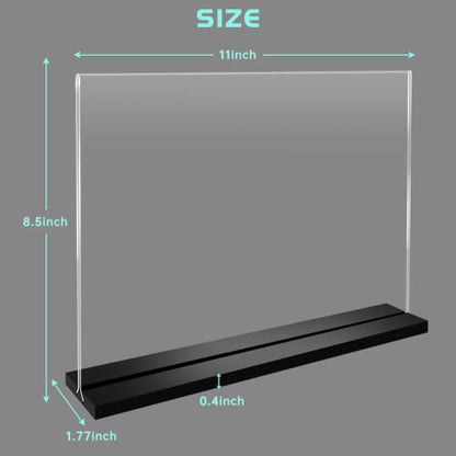 Acrylic Sign Holder 8.5 x 11 Plastic Sign Holder, 2 Pack, T Shape Clear Table Top Holders, Double Sided Paper Desktop Display Stand, Horizontal Ad Frames, Flyer Document, for Store, Office, Horizontal