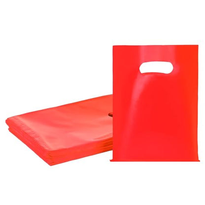 Red 100 PCS Small Gift Bags, 6"x8" Goodie Party Favor Bags with Handle, Treat Retail Pouches for Kids Birthday, Christmas, Small Business - color: Red-100PCS