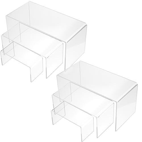 Chuangdi 6 Pcs Cabinet Shelf Organizer, Acrylic Riser, Clear, 4/6/8 Inch - color: Clear, size: 4/6/8 Inch