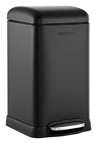 happimess Betty Retro Mini 3.2 Gal Step Trash Can, Charcoal Black - color: Black