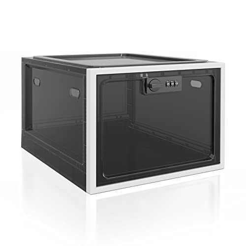 BUG HULL Large Capacity Medication Lock Box, Fridge Lock Box for Medicine Safe, Locking Medicine Box with Code for Snack, Food and Home Safety - color: Black