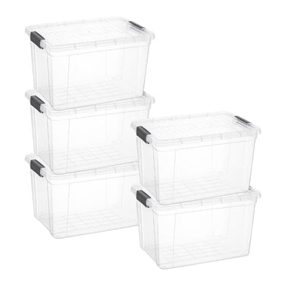 Superio 14.7 Quart Clear Plastic Storage Boxes with Lids, Stackable Organizer Containers, BPA-Free Storage Bins for Home, Office, School & Dorm, 5 Pack - size: 14.7 Quart
