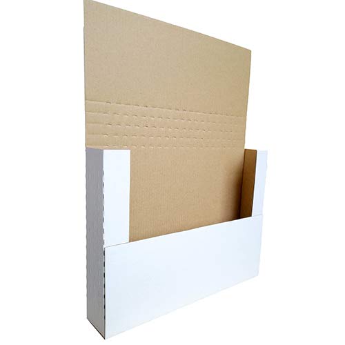 200 Pack 11 1/8" x 8 5/8" x 2" Cardboard Easy-Fold Shipping Box Mailers, Letter-Size Height Adjustable for Comics Books Photos, White (EM1182-200) - color: White-Bulk, size: 11.125x8.625x2''