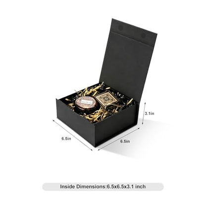 Black Gift Boxes with Lids Pack of 1, 6x6x3 Inch Small Gift Box with Ribbon - color: Black-1P