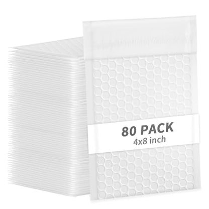 4x8 Inch White Bubble Mailers 80 Pack Self-Seal Poly Padded Envelopes Suitable for Small Businesses to Package and Mail Jewelry Cosmetics, Electronic Products, Cards (White, 4 x 8-80) - color: White, size: 4 x 8-80