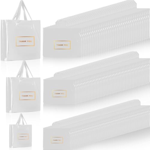Teling 200 Pcs Thank You Bags with Handle for Business, White - color: White