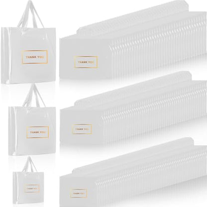 Teling 200 Pcs Thank You Bags with Handle for Business, White - color: White