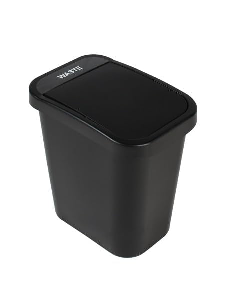 City Box 7 Gallon Black Trash Can with Lid for Kitchens, Offices - color: Waste, size: 7 Gallon