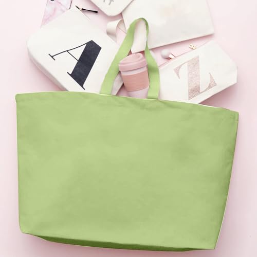 Large Canvas Tote Bag Reusable Extra Big Grocery Bags - color: Light Green