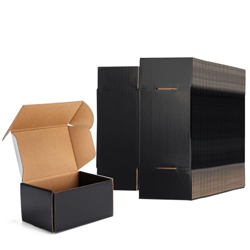 EXYGLO 40 Pack 6x4x3 Black Shipping Boxes for Packaging Small Business - color: 40 Pack Black, size: 6x4x3 Inch